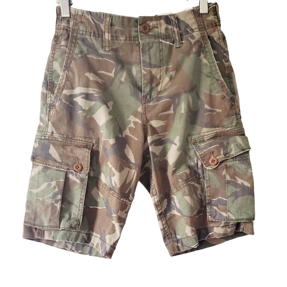 American Eagle Green Camo Next Level Flex Cargo Shorts Size 26 New with Tags